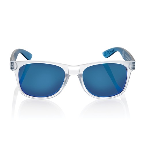 blue Gafas de sol con lentes de espejo de PC reciclado Gleam RCS