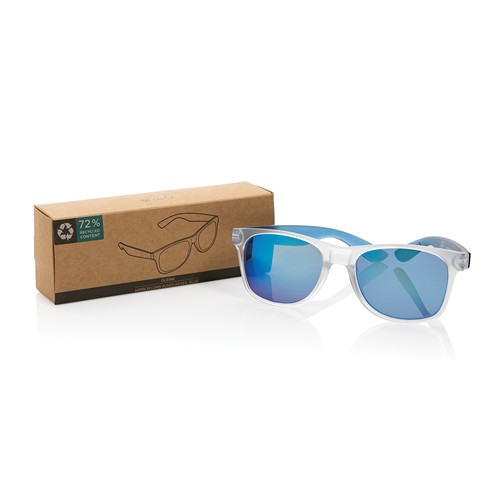 blue Gafas de sol con lentes de espejo de PC reciclado Gleam RCS