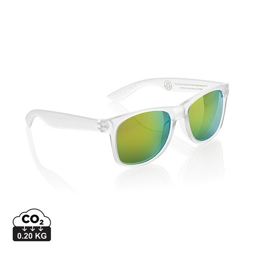 white Gafas de sol con lentes de espejo de PC reciclado Gleam RCS