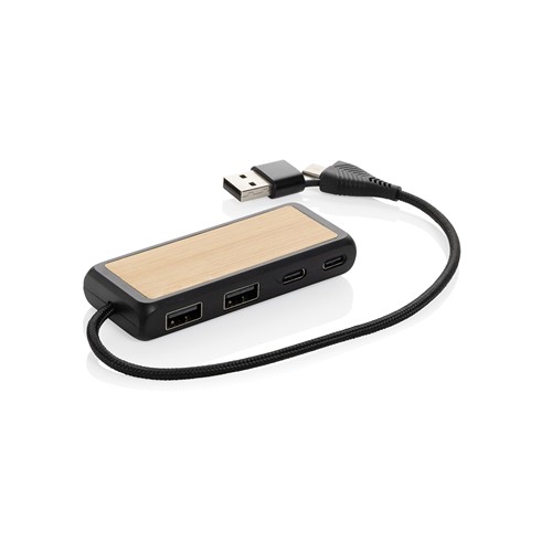 Hub USB à double entrée en plastique et en bambou  RCS Link - 2