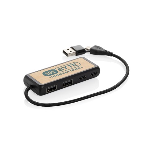 Hub USB à double entrée en plastique et en bambou  RCS Link - 5