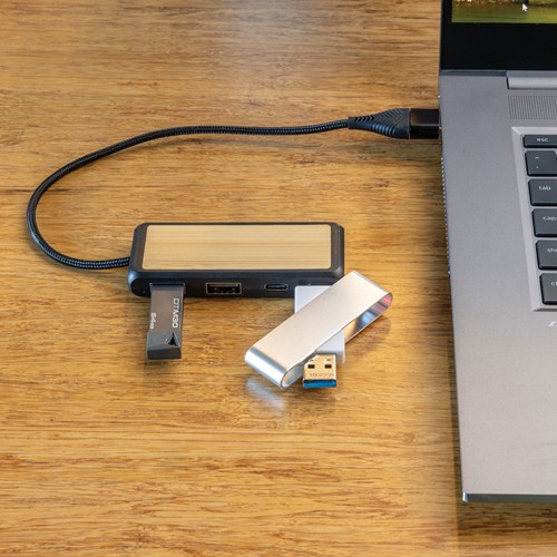 Hub USB à double entrée en plastique et en bambou  RCS Link - 3