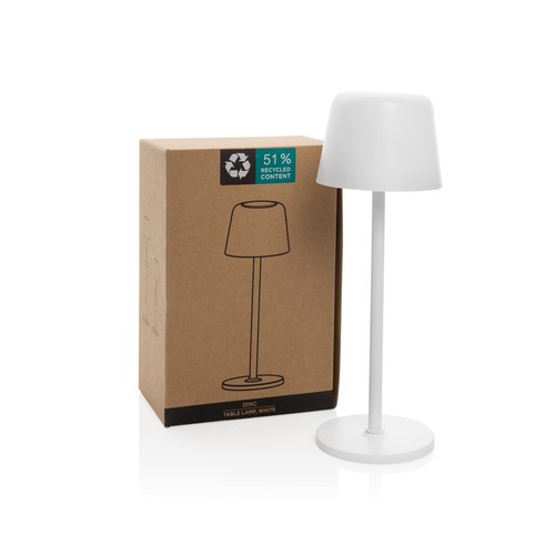 white Lámpara de mesa Zenic RCS plástico reciclado recargable USB