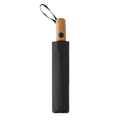 Mini parapluie 21" à ouverture auto en bois d'acacia Kaycey thumbnail 4