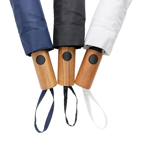 Mini parapluie 21" à ouverture auto en bois d'acacia Kaycey thumbnail 7