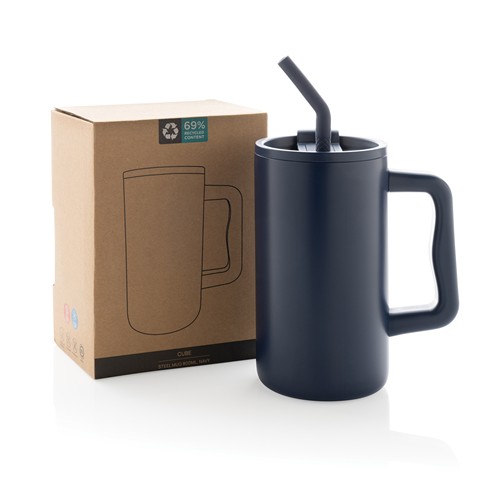 azul marino Taza Cube de acero reciclado RCS 800 ml