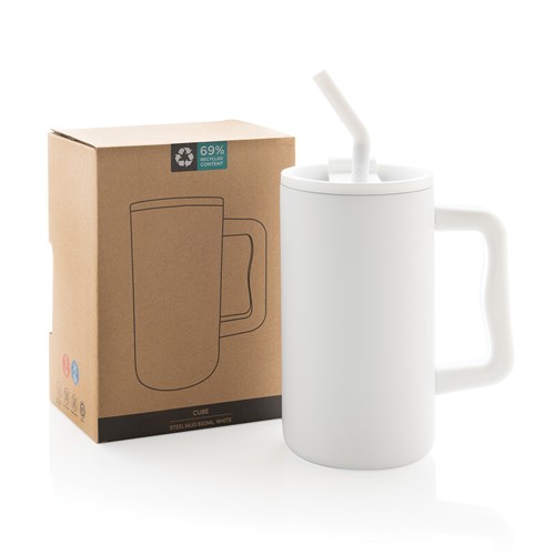white Taza Cube de acero reciclado RCS 800 ml