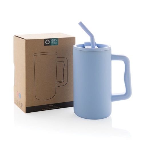 azul claro Taza Cube de acero reciclado RCS 800 ml