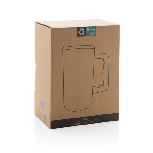 azul claro Taza Cube de acero reciclado RCS 800 ml