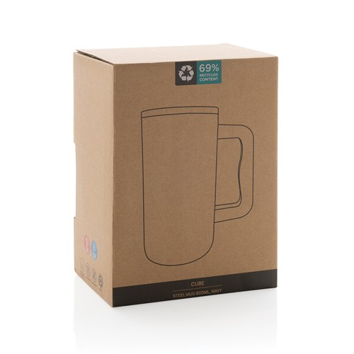 azul marino Taza Cube de acero reciclado RCS 800 ml