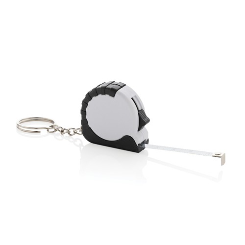 white Llavero con cinta de 1m de ABS reciclado MeasureMate RCS