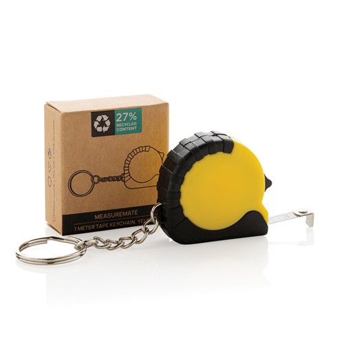 yellow Llavero con cinta de 1m de ABS reciclado MeasureMate RCS