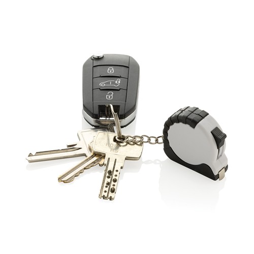 white Llavero con cinta de 1m de ABS reciclado MeasureMate RCS