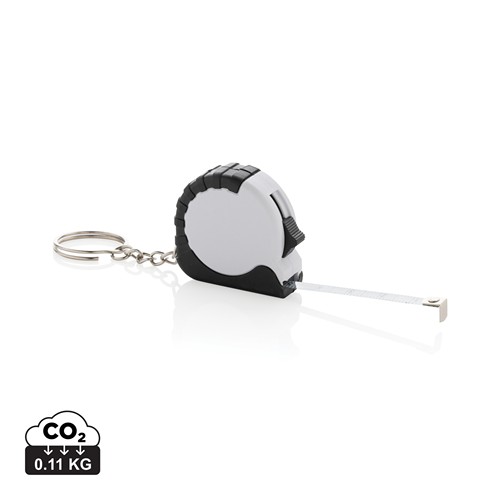white Llavero con cinta de 1m de ABS reciclado MeasureMate RCS