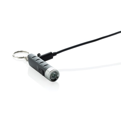 Linterna llavero recargable USB de plástico reciclado Globix