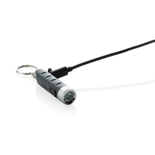 Porte-clés lampe torche charge USB en plastique RCS Globix - 4