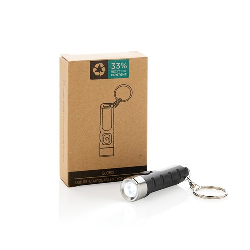Porte-clés lampe torche charge USB en plastique RCS Globix - 8