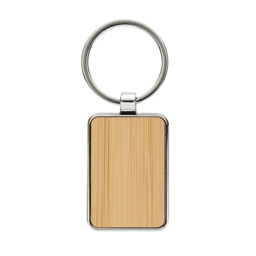 Porte-clés rectangle en alliage de zinc RCS et bambou - 2