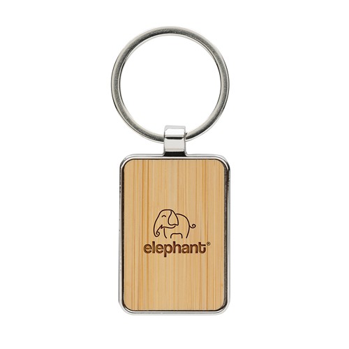 Porte-clés rectangle en alliage de zinc RCS et bambou - 6