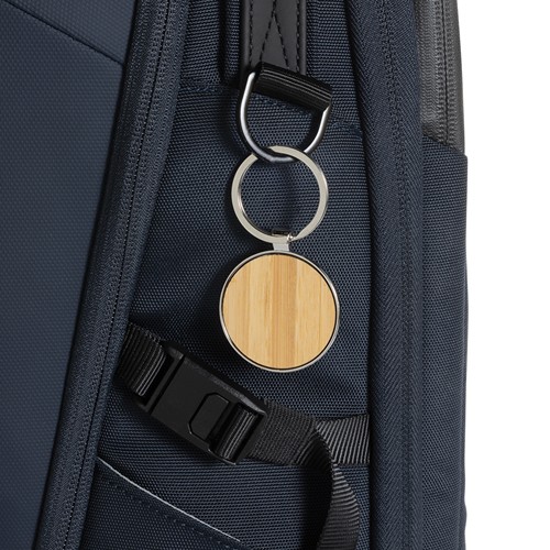 Porte-clés rond en alliage de zinc RCS et bambou - 4
