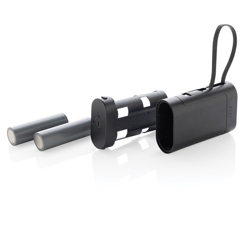 black Powerbank con batería extraíble CycleCell de 10.000 mah
