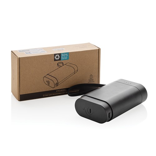 black Powerbank con batería extraíble CycleCell de 10.000 mah