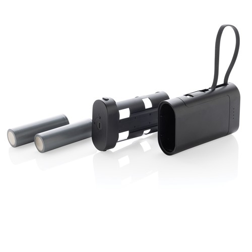 black Powerbank con batería extraíble CycleCell de 10.000 mah