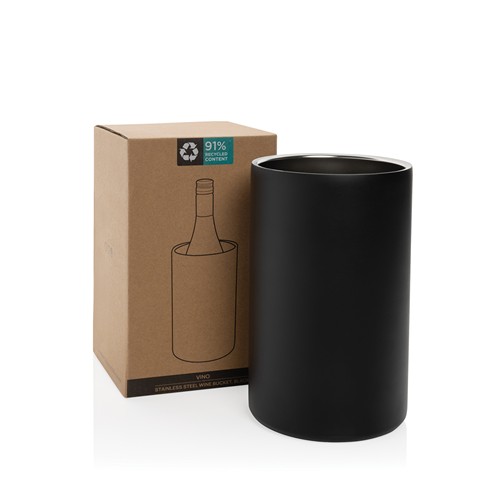 black Cubo Vino de acero inoxidable reciclado certificado