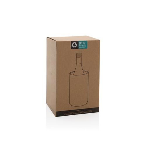 black Cubo Vino de acero inoxidable reciclado certificado
