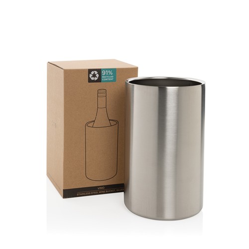 plateado Cubo Vino de acero inoxidable reciclado certificado