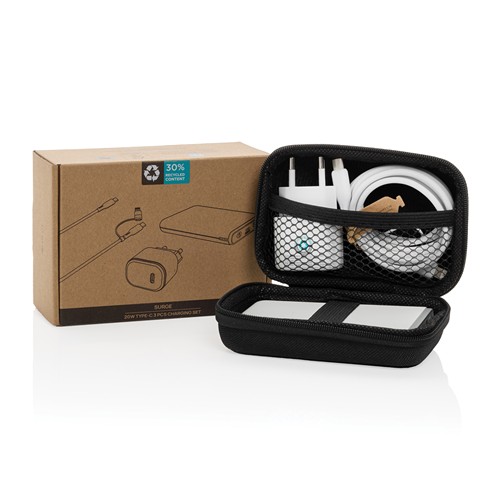 black Set de carga 3 piezas Surge RCS PET reciclado 20W tipo C