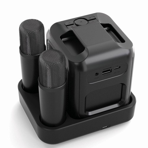 black Set karaoke de plástico reciclado Singvibe RCS con doble mic