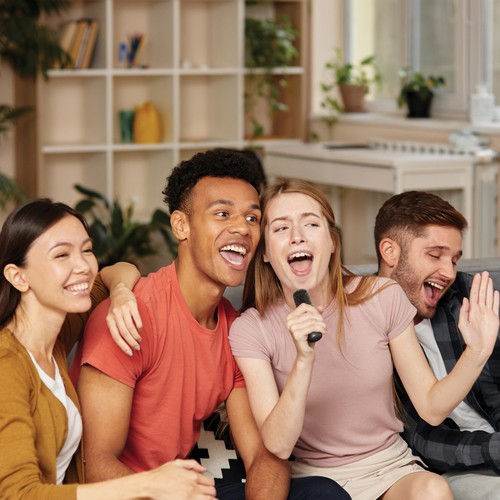 black Set karaoke de plástico reciclado Singvibe RCS con doble mic