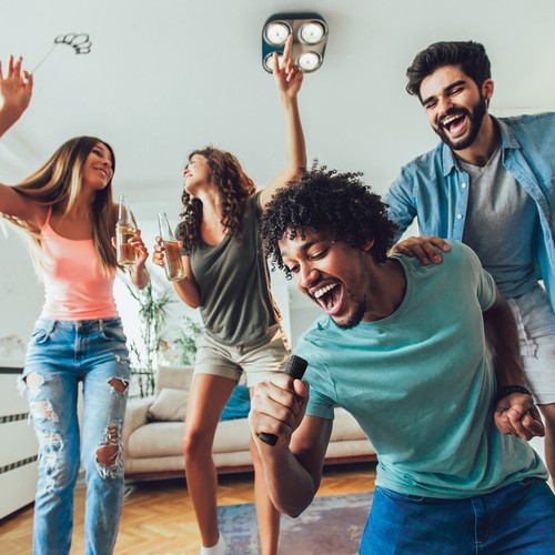 black Set karaoke de plástico reciclado Singvibe RCS con doble mic