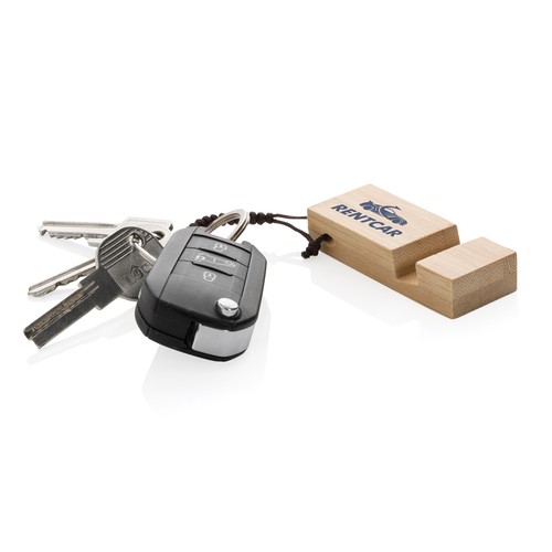 Soporte para teléfono con llavero de bambú Standkey