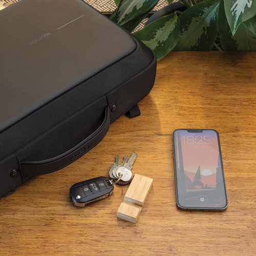 Soporte para teléfono con llavero de bambú Standkey