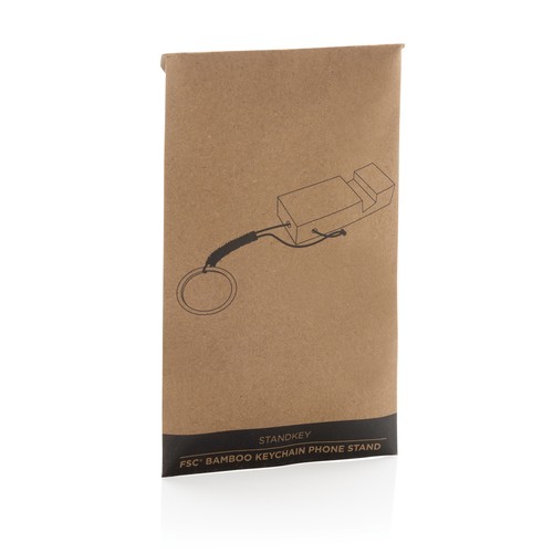 Soporte para teléfono con llavero de bambú Standkey