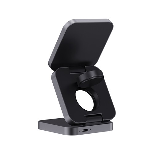 Chargeur 15W pliable 3 en 1 en aluminium recyclé RCS  Terra thumbnail 6