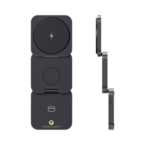 gray Cargador 15W Terra RCS aluminio reciclado plegable 3 en 1