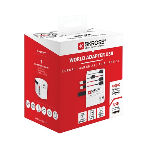 SKROSS Adaptateur de voyage universel MUV 2-Pôles avec USB - 9