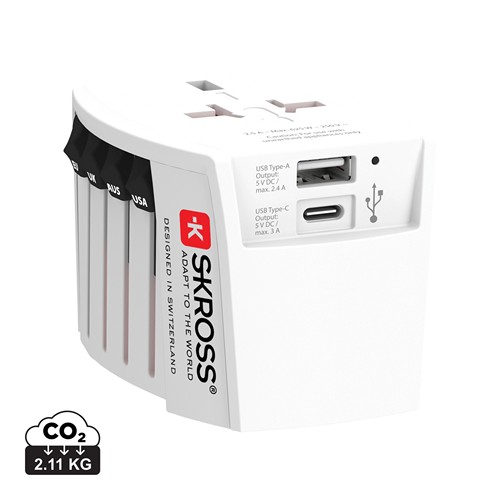 SKROSS Adaptateur de voyage universel MUV 2-Pôles avec USB - 1
