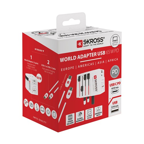 SKROSS Adaptateur de voyage universel MUV 65W PD avec USB - 11