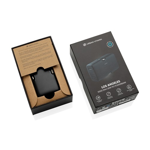 black Powerbank Urban Vitamin Los Angeles plástico reciclado RCS