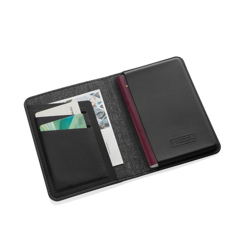 Porta pasaporte Travelfinder poliéster RCS con localización