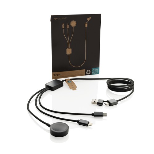 gray Cable de carga 6 en 1 Terra RCS rPET con cargador de reloj