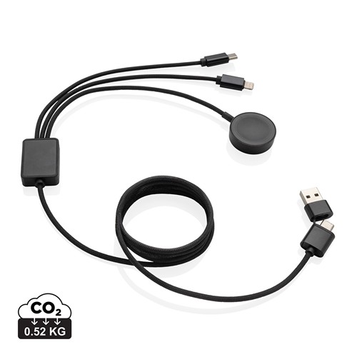 CABLE DE CARGA 6 EN 1 TERRA RCS RPET CON CARGADOR DE RELOJ