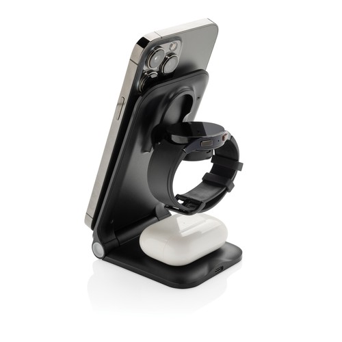 black Cargador Terra 3 en 1 plegable RCS aluminio reciclable 15W