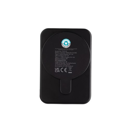 black Powerbank Stellar magnético 5000 mAh y 5W plástico reciclado