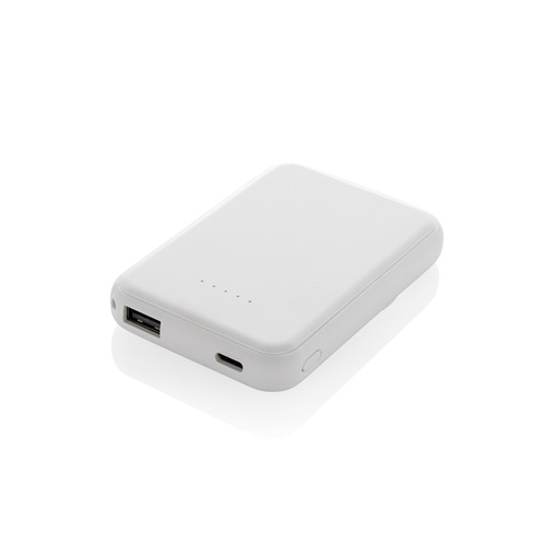 white Powerbank Stellar magnético 5000 mAh y 5W plástico reciclado