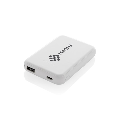 white Powerbank Stellar magnético 5000 mAh y 5W plástico reciclado